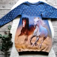 Gr. 128 Pullover / Shirt / Tunika – Mädchen * Pferde * Sterne Bild 1