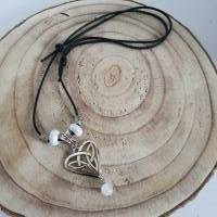 Keltische Herz Halskette mit Selenit Perle - Großloch Perlen & Metall Perlen/ Valentinstags Geschenkidee Bild 3
