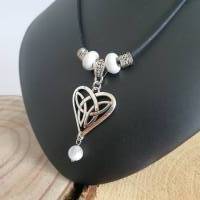 Keltische Herz Halskette mit Selenit Perle - Großloch Perlen & Metall Perlen/ Valentinstags Geschenkidee Bild 4