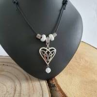 Keltische Herz Halskette mit Selenit Perle - Großloch Perlen & Metall Perlen/ Valentinstags Geschenkidee Bild 5