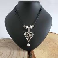 Keltische Herz Halskette mit Selenit Perle - Großloch Perlen & Metall Perlen/ Valentinstags Geschenkidee Bild 6