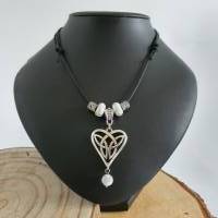 Keltische Herz Halskette mit Selenit Perle - Großloch Perlen & Metall Perlen/ Valentinstags Geschenkidee Bild 7