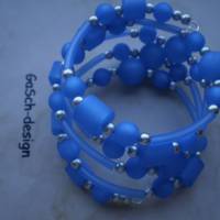 Armreifen * Spiralarmband * Polarisperlen dunkelblau Bild 1