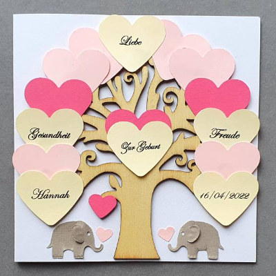 Geldgeschenk zur Geburt, Karte zur Geburt Mädchen,Geburtskarte Mädchen, Geschenk zur Geburt, Klappkarte personalisiert