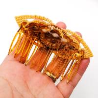 Makramee-Haarkamm mit Goldfluss in Vanilla Bild 7