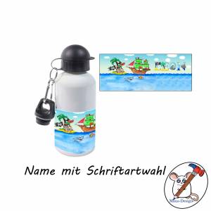 Aluminium Trinkflasche Motiv Pirat mit Namen / Personalisierbar / Seeräuber / 500ml Bild 2
