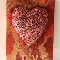 Acrylbild  Herzbild LOVE Geschenk zu Valentinstag Muttertag Acrylbild Collage Bild auf einem Keilrahmen Bild 2
