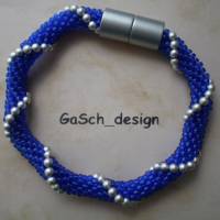 Häkelarmband, gehäkeltes Perlenarmband * Marineblaue Leuchtrakete Bild 1