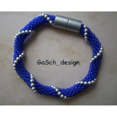 Häkelarmband, gehäkeltes Perlenarmband * Marineblaue Leuchtrakete
