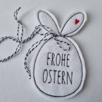 Osterei aus Filz mit "Ohren" - FROHE OSTERN in Druckschrift - von he-ART by helen hesse Bild 3