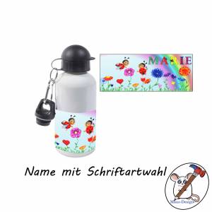 Aluminium Trinkflasche Motiv Marienkäfer mit Name / Personalisierbar / 500ml Bild 2