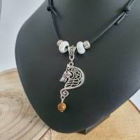 Keltische Wolfs Halskette mit Tigeraugen Perle - Großloch Perlen & Metall Perlen/ Verstellbare Keltische Kette Bild 4