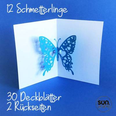 Plottdatei Pop-Up Karte 3D Schmetterling „Ein lieber Gruß“, zum Valentinstag, zur Geburt oder zum Geburtstag