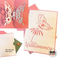 Plottdatei Pop-Up Karte 3D Schmetterling „Ein lieber Gruß“, zum Valentinstag, zur Geburt oder zum Geburtstag Bild 3