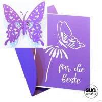 Plottdatei Pop-Up Karte 3D Schmetterling „Ein lieber Gruß“, zum Valentinstag, zur Geburt oder zum Geburtstag Bild 6