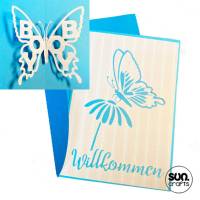 Plottdatei Pop-Up Karte 3D Schmetterling „Ein lieber Gruß“, zum Valentinstag, zur Geburt oder zum Geburtstag Bild 7