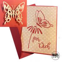 Plottdatei Pop-Up Karte 3D Schmetterling „Ein lieber Gruß“, zum Valentinstag, zur Geburt oder zum Geburtstag Bild 8