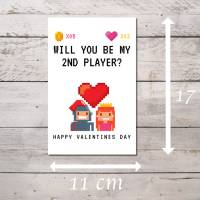"Will you be my 2nd Player" Valentinstagskarte oder Jahrestagskarte als sofort Download, PDF Bild 2