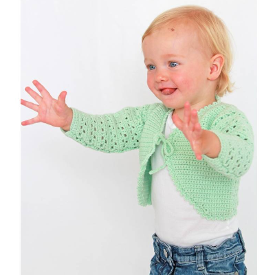 Häkelanleitung für den Bolero "Sarah" mit verspieltem Lochmuster in 2 Größen (98-116)