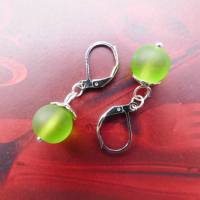*Frostet Pearls grün*   Ohrhänger aus Glasperlen passend zu meinen Strandglas - Kreationen Bild 1