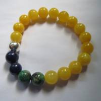Jade gelb, Lapislazuli, Chrysokoll Edelsteinarmband, Unikat, Kristallgrotte Bild 1