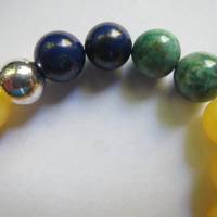 Jade gelb, Lapislazuli, Chrysokoll Edelsteinarmband, Unikat, Kristallgrotte Bild 2