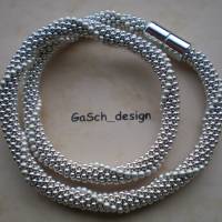 Häkelkette, gehäkelte Perlenkette * Silberstreif am Horizont Bild 1