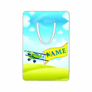Flugzeug Lesezeichen mit Name / Schriftartwahl / Aluminium / 5 x 7,5 x 0,07cm / Personalisierbar / Doppeldecker Bild 1