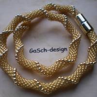 Häkelkette, gehäkelte Perlenkette * Goldmarie 2 Bild 1