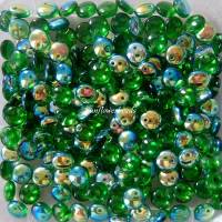 50 Perlenlinsen, Lentils, smaragd AB, Loch seitlich Bild 1