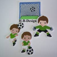 Applikation Fussball, Schultütenapplis-Einschulng-Schultüte, 4 teilig auf weißen Filz gestickt Bild 1