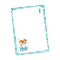 A6 Notizblock Meerjungfrau Seepferdchen blau - 50 Blatt To do Liste Einkaufszettel Planer Mädchen Bild 1