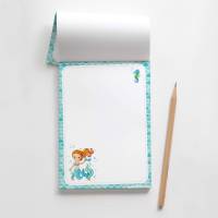 A6 Notizblock Meerjungfrau Seepferdchen blau - 50 Blatt To do Liste Einkaufszettel Planer Mädchen Bild 3