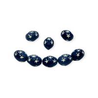 6 Acryl-Perlen oval 14x10mm, matt, schwarz mit silbernen Sternen Bild 1