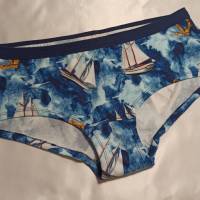 Unterhose für Frauen, Damen Hipster, handmade Damenunterwäsche, Slip, "Sail away", Segelschiffe, maritim, Anker Bild 1