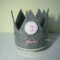 Geburtstagskrone, Krone, Kindergeburtstag, Zahlenbutton, Wunschname, für ein Mädchen, Prinzessin Bild 1