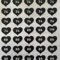 45 Herzen Bügelbild Kleidergrößen - Wunschfarbe - Wunschgrößen - Größen Nummern - Label für alle Größen Bild 10