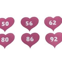 45 Herzen Bügelbild Kleidergrößen - Wunschfarbe - Wunschgrößen - Größen Nummern - Label für alle Größen Bild 8