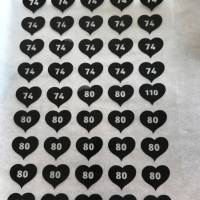 45 Herzen Bügelbild Kleidergrößen - Wunschfarbe - Wunschgrößen - Größen Nummern - Label für alle Größen Bild 9