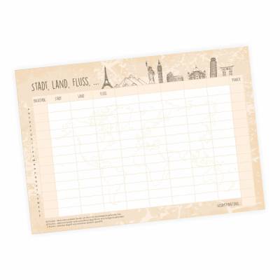 A5 Spielblock Stadt Land Fluss Reisespiel