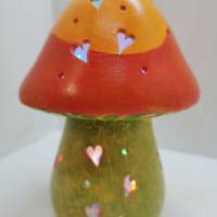 Lustig bunter Keramik Pilz zum Beleuchten Bild 3
