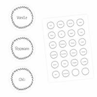 24 Gewürzetiketten - weiß/schwarz - 22 beschriftet 2 blanko - rund 4 cm Ø - Küchen Aufkleber Sticker Bild 1