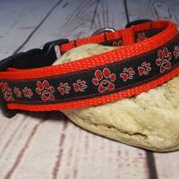 Hundehalsband Halsband "Pfoten-Liebe", rot, 29cm-45cm, 2,5cm breit Bild 3