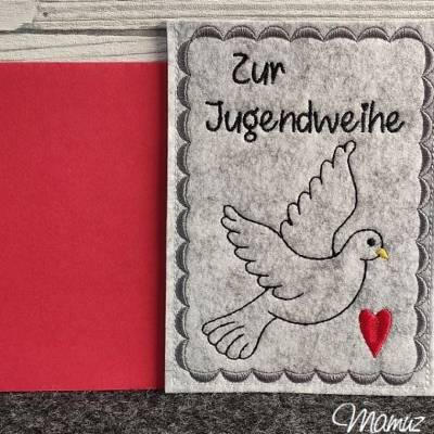 *  Jugendweihe Hülle mit Taube  *   ITH Stickdatei und Blanko Datei
