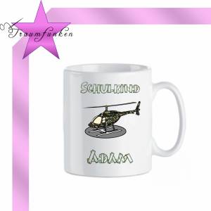 Personalisierte Tasse Einschulung mit Namen / Hubschrauber, Polizei, Feuerwehr, Bundeswehr Bild 3
