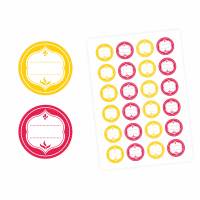 24 Universaletiketten - gelb & rot - rund 4 cm Ø - Haushaltsetiketten Sticker Aufkleber Bild 1