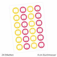 24 Universaletiketten - gelb & rot - rund 4 cm Ø - Haushaltsetiketten Sticker Aufkleber Bild 2