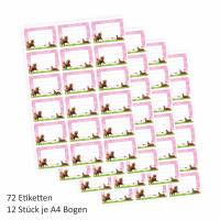 72 Blanko Etiketten Pferde Rosa Pink - 64 x 45 mm - Namensetiketten Mädchen - Universaletiketten Haushaltsetiketten Bild 2