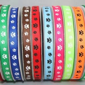 1 m Ribbon Ripsband Tatzen Hunde 10 mm, grün Bild 2