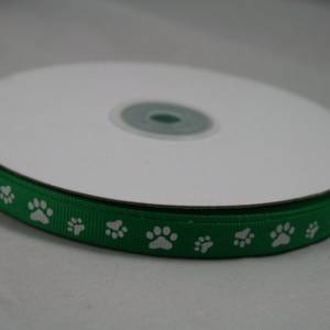 1 m Ribbon Ripsband Tatzen Hunde 10 mm, grün Bild 3
